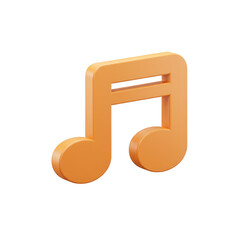 3d rendered orange music note icon isolated on transparent background
