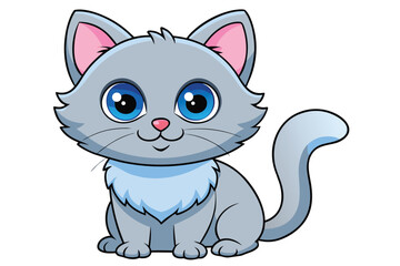 Cute cartoon kitten illustration big round eyes