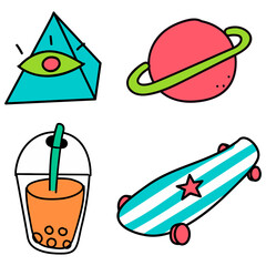 Colorful and fun youth day stickers set