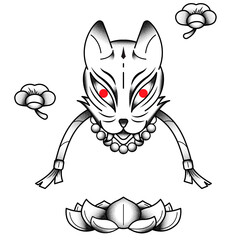 Fototapeta premium Bakeneko Japanese monster cat tattoo design element