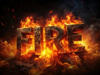Macro Fire Photography: Burning Word Fire, Extreme Close Up, Detailed Flames, Ember Texture, Intense Heat, Burning Letters, Fire Alphabet,  Ignite Word, Flame Photography, Macro Shot