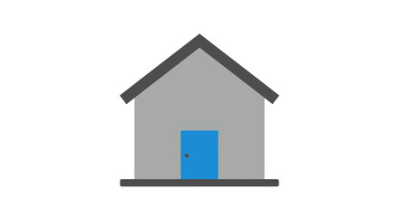 Simple house icon with blue door offers modern real estate or home ownership concept design element