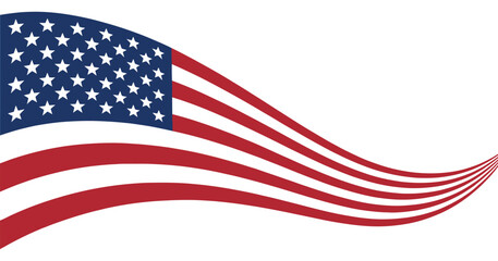 Obraz premium united states flag illustration with flowing red and white stripes and blue star field symbolizing patriotism, unity, and national pride