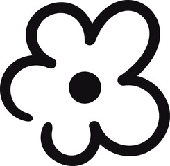 Flower doodle black-and-white symbol vector illustration