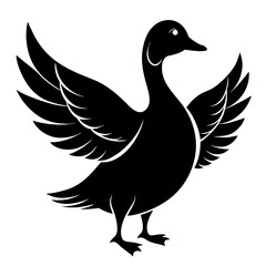 Black duck silhouette with wings spread wide silhouette