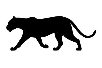 Obraz premium A simple black lion vector illustration of a wild cat silhouette