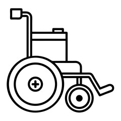 Wheelchair outline vector illustration for disability healthcare and medical support equipment accessibility icon symbol line art design