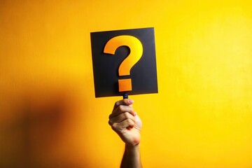Macro Photography: Hand Holding Question Mark Sign - Inquiry, Curiosity, Problem Solving
