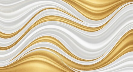 Obraz premium Elegant Gold and White Wavy Fabric Background