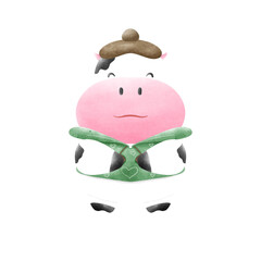 cow wearing a green jacket cow, 