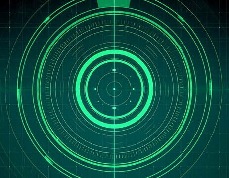 Futuristic circular interface with glowing green accents