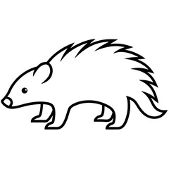 Stylized cartoon illustration of a badger walking in profile silhouette