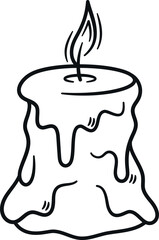Burning wax candle doodle design