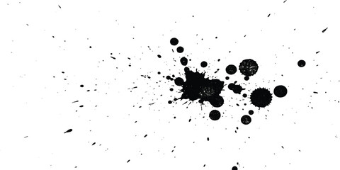 Isolated black brush stroke on white background creating abstract modern art