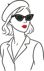 French Woman with Sunglasses Illustration