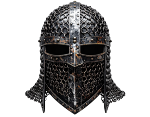 Medieval Chainmail Coif Armor for Head and Neck Protection PNG