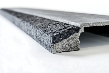 Rough Layered Composite Material Isolated on White Background, Macro Close Up View