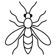 Simple outline drawing of a wasp insect in silhouette style
