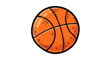 Cartoon basketball with black outline on white background.