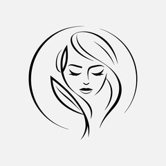 Female Hair Beauty Logo Design
