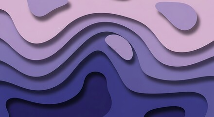 Layered paper cut design in shades of purple and lavender with a wavy pattern and subtle shadows
