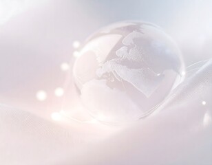 Crystal Globe on Soft White Fabric