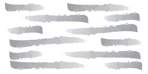 Abstract Silver Brushstrokes: Textured Horizontal Lines on White Background.