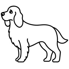 Stylized outline drawing of a golden retriever dog standing profile silhouette