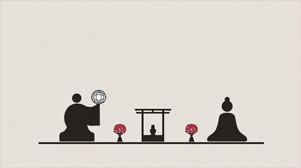 Minimalist Japanese Ritual Illustration