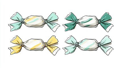 Colorful Wrapped Candies in Style Illustration