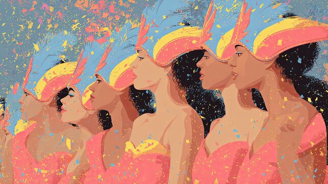 Colorful Sinulog Festival Dancers in Art