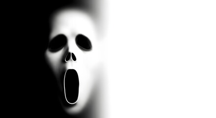 Black and White Ghostly Scream Face Illustration