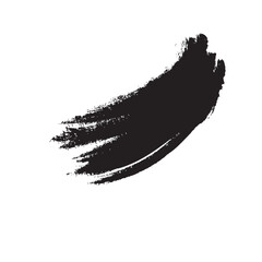 Bold Black Brushstroke with Textured Edges and Dynamic Curved Shape.