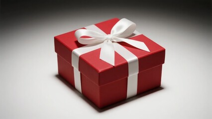 Fototapeta premium Red Gift Box with White Ribbon