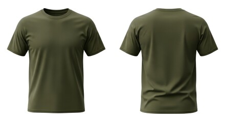 Olive Green Short Sleeve TShirt Mockup Front and Back.