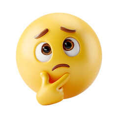 Fototapeta premium 3D Emoji Thinking Face Yellow Contemplative Expression