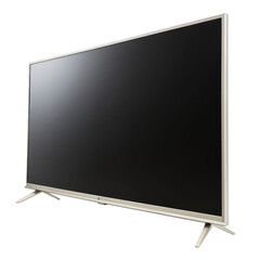 Sleek modern flat screen television with silver frame isolated on a transparent background image