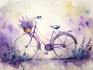 Minimalist Purple Bike Watercolor Clipart Lavender Illustration -  Purple Bicycle Art Print