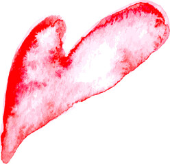 Real Hand Drawn Red Watercolor Heart Vector Illustration.