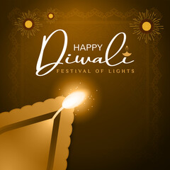 Happy Diwali - festival of lights colorful poster template design with decorative diya lamp. vector illustration. Indian festival of lights Happy Diwali, holiday Golden Background, Diwali celebration