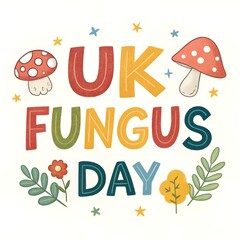 UK Fungus Day celebration with diverse mushrooms, fungi, and forest exploration, highlighting mycology and nature.  