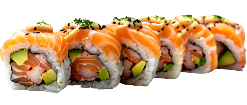 Delicious Salmon Sushi Rolls.