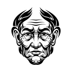 Fototapeta premium Caesar laurel wreath face portrait ancient roman silhouette vector illustration