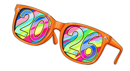 Bright Orange Sunglasses with Colorful 2026 Lenses and Festive Sparkles