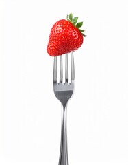 A fork with a strawberry 