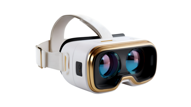 Sleek White and Gold VR Headset Virtual Reality Technology