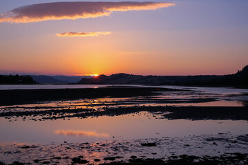 Obraz premium Sunset at the river Gaula, Norway