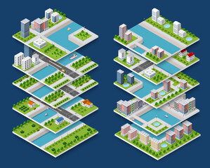 Modular city blocks representing urban planning and infrastructure development