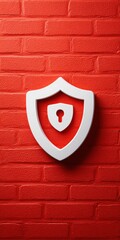 Cybersecurity Symbol - Simple Firewall Icon on Red-Brick Background with Copy Space for Data Protection Concepts