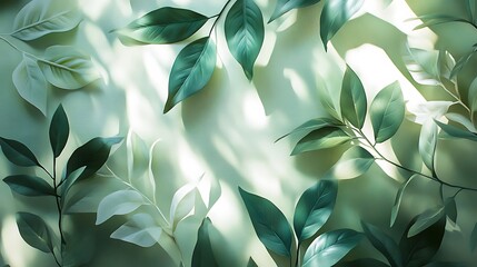 Fototapeta premium Vibrant Green Foliage Closeup with Textured Leaves in Natural Light and Detailed Vein-generative ai